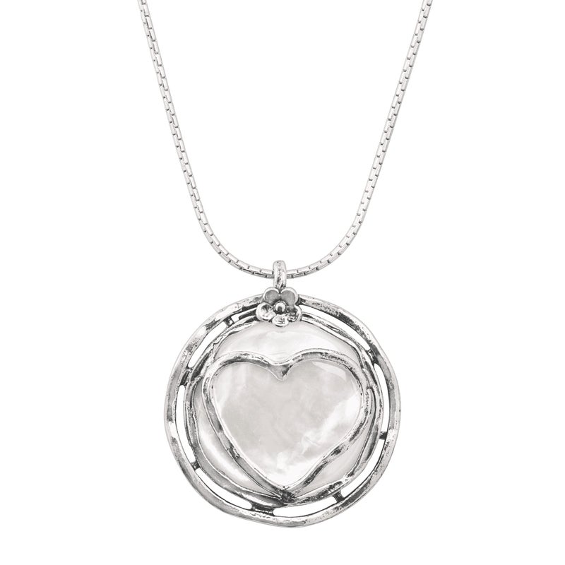 Silpada 'Lighthearted' Natural Mother-of-Pearl Heart Pendant Necklace in Sterling Silver, 18" + 2" - Image 1